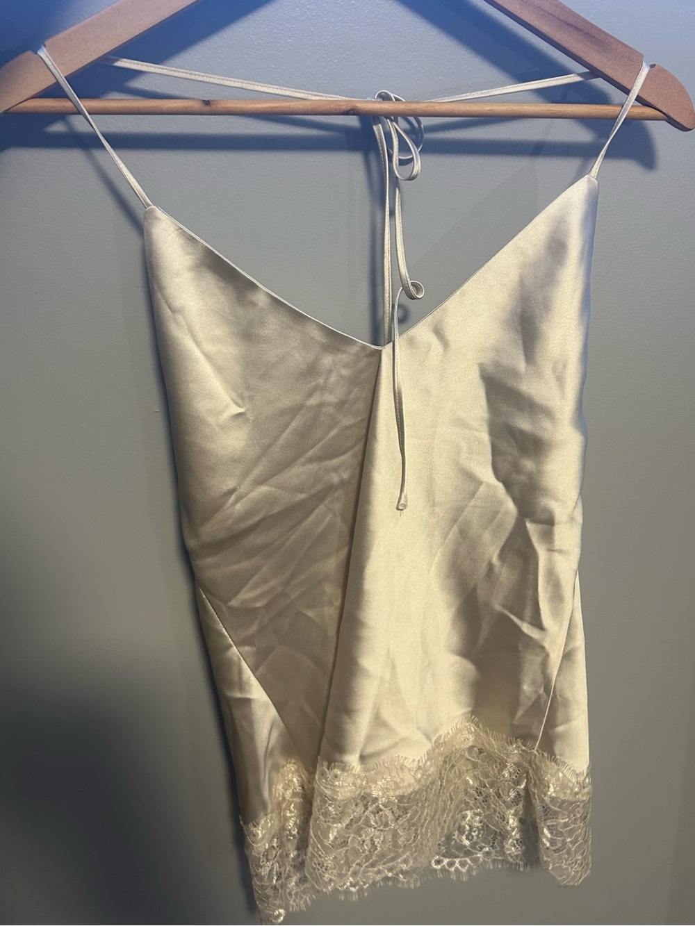 Dynamite Satin Lace-Trim Top